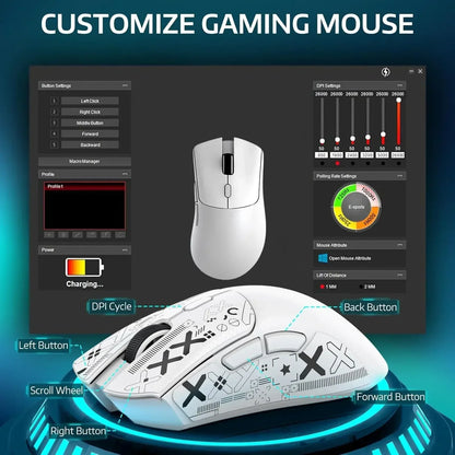 Attack Shark R1 Wireless Gaming Mouse, 55g Ultra-Lightweight Tri-Mode Gaming Mouse, PAW3311 Sensor, 18000 DPI, Bluetooth 5.2, 2.4GHz & USB-C for PC, Mac & Laptop