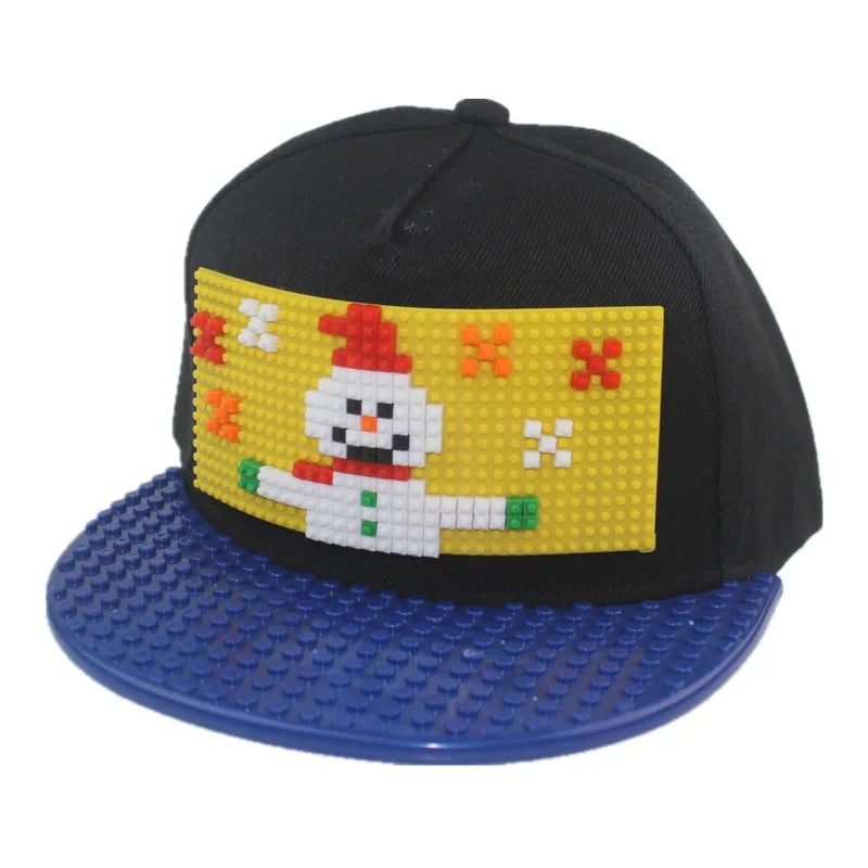 Tegneserie-patchwork-baseballkasketter, DIY-blokke, snapback-kasketter, hiphop-kasketter til mænd og kvinder, aftagelige pixel-kasketter, dad hats, kasketter til børn og voksne