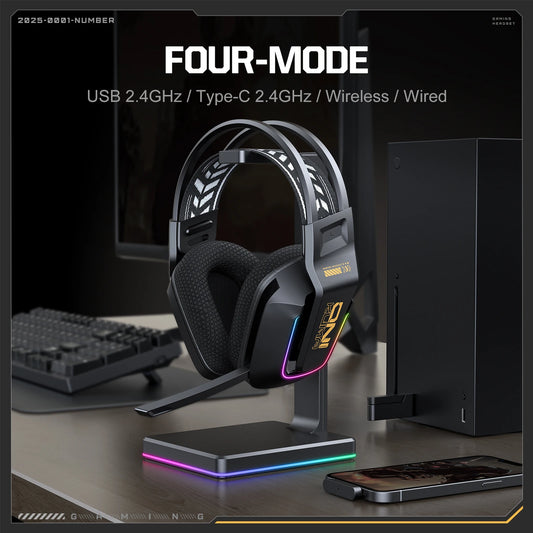 ONIKUMA GT828 Wireless Gaming Headset Bluetooth 5.3 RGB Headphones with Mic, Noise Cancelling, 4-Mode Connection for PC, PS5 & Laptop
