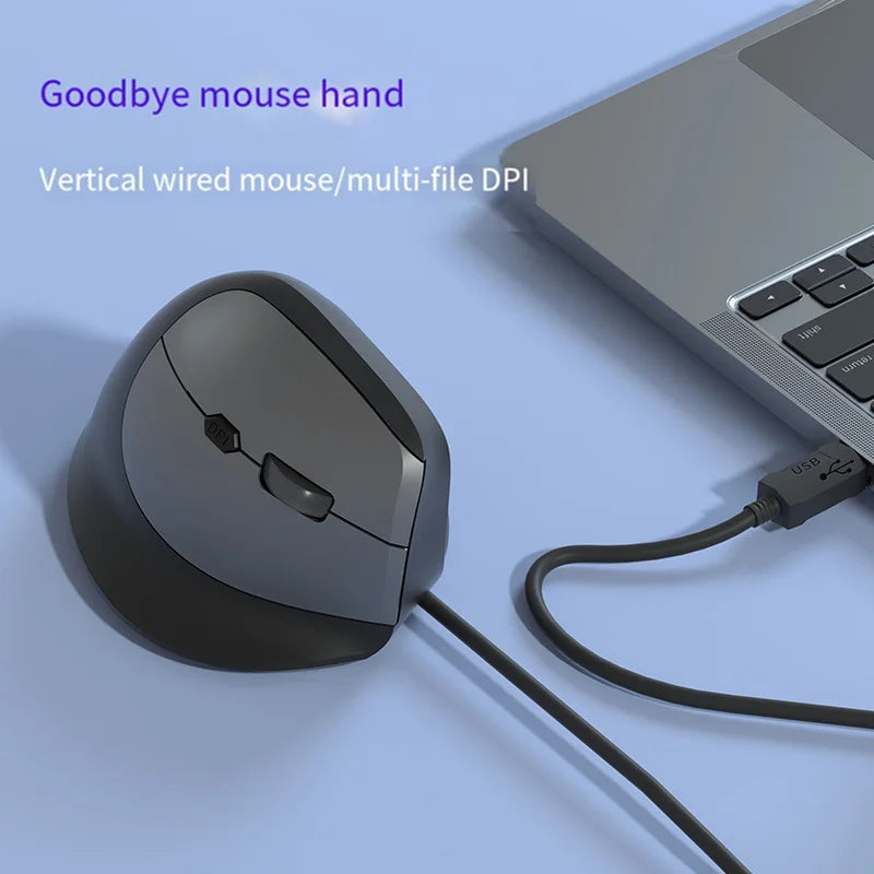 Wired Right Hand Vertical RGB Ergonomic Gaming Mouse, USB Optical Ergonomic Mouse with 3200 DPI, Vertical Wired Mouse for PC, Laptop & Computer
