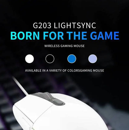 Logitech G203 LIGHTSYNC Wired Gaming Mouse 8000 DPI RGB Sensor, 6 Buttons Mechanical Tensioning USB Mouse for Gaming & Office