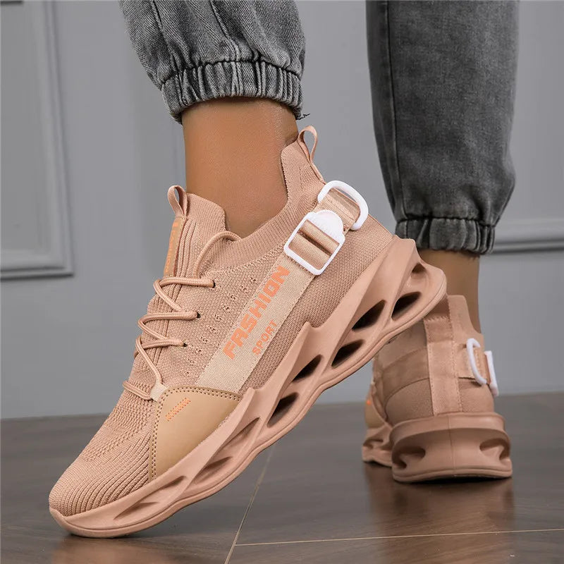 Modische lila Freizeit-Sneaker für Damen und Herren, Blade-Laufschuhe, große Größe 48, leichte, atmungsaktive Sportschuhe für Herren, Mesh-Sneaker