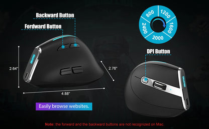 Lefon F26C Vertical Wireless Ergonomic Mouse with OLED Screen, Bluetooth Rechargeable RGB Mouse, 3200 DPI Optical Gaming Mouse for PC & Laptop