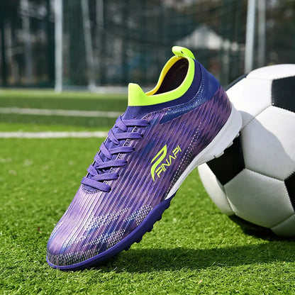 Ghete de fotbal pentru bărbați, de înaltă calitate, crampoane pentru meci, model popular pentru interior și exterior, teren cu iarbă, futsal, ghete high-top antiderapante