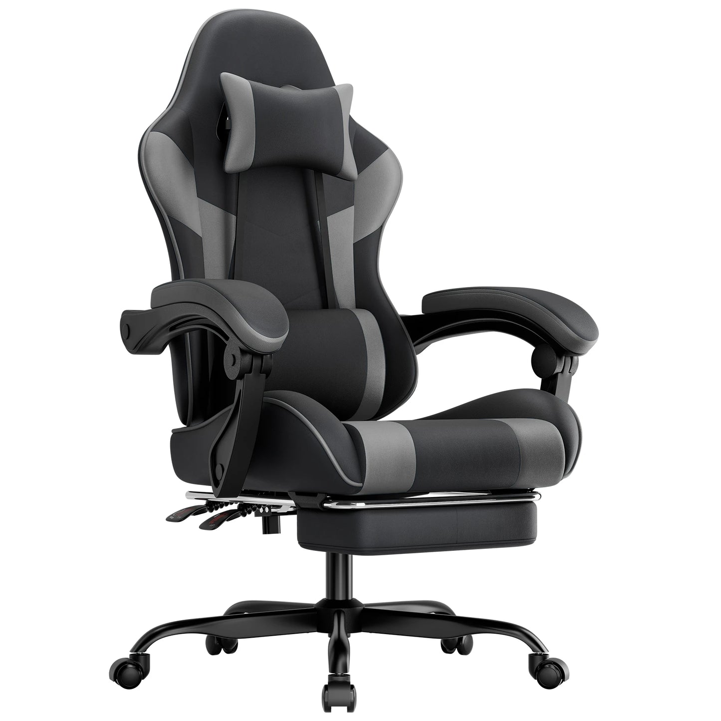Comanlai Gaming Chair with Footrest Ergonomic High Back Gaming Chair, Adjustable Headrest & Lumbar Support, PU Leather Swivel Computer Gaming Chair for Office & Home