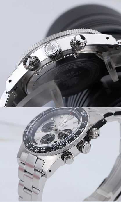Tactical Frog Men's Business Diving Watch VS75B Quartz Chronograph 316L Steel Sapphire 200M Waterproof C3 Luminous Mens Watch