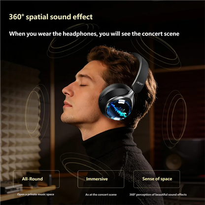 Acer OHR712 Wireless Bluetooth 6.0 Headphones, Foldable Over-Ear Bluetooth Headphones with Active Noise Cancellation, 360° Spatial Sound, HiFi Deep Bass Headset for Travel, Home & Office