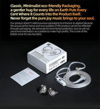 KZ Gale Gaming IEM Earphones – HiFi Super-Linear Driver In-Ear Monitor with Detachable Silver-Plated 2-Pin Cable