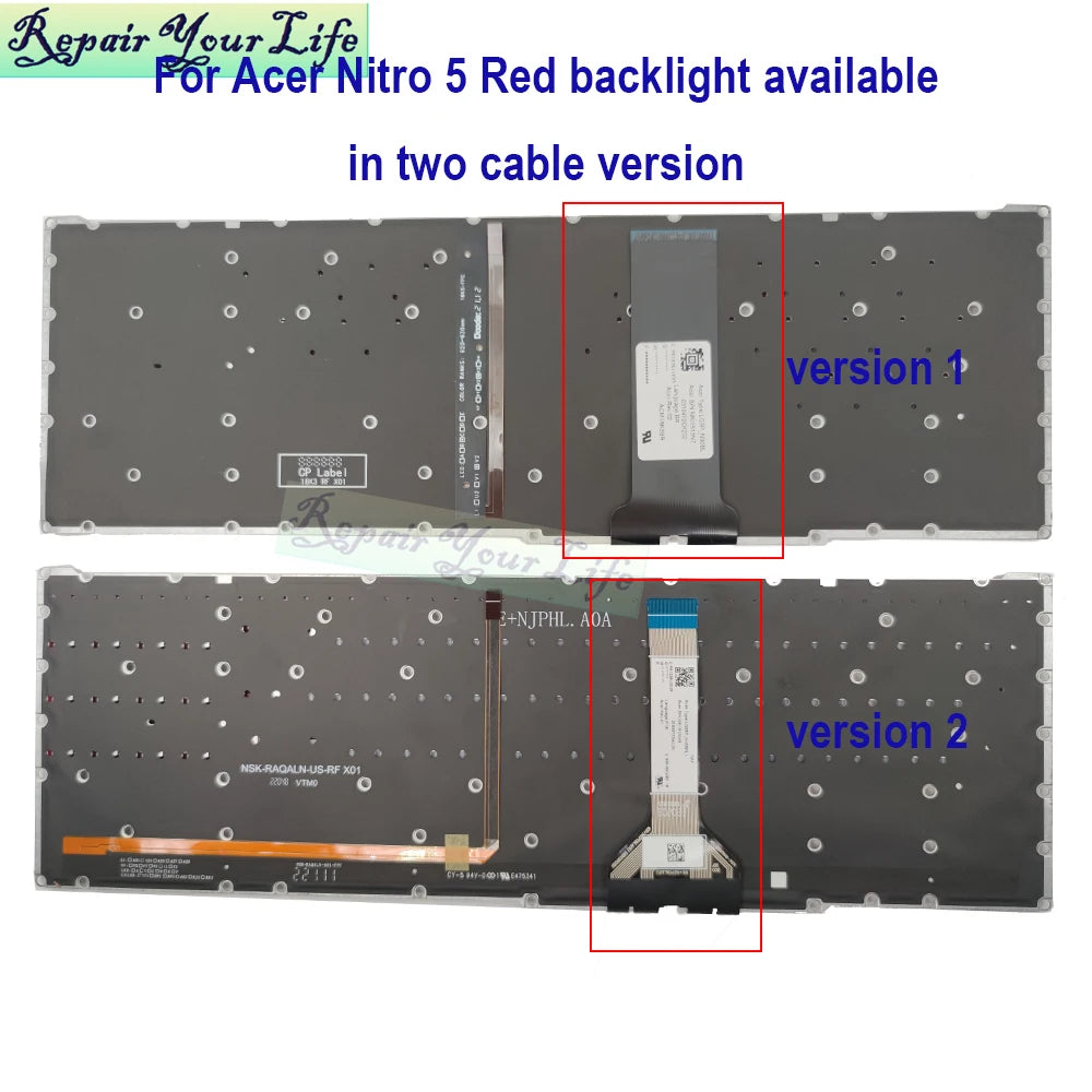 Teclado retroiluminado PT-BR Brazil US RU para Acer Nitro 5 AN515-54 AN515-43 AN517-52 AN517-51 AN517-54 AN715-51 Spain LA IT TR GR FR