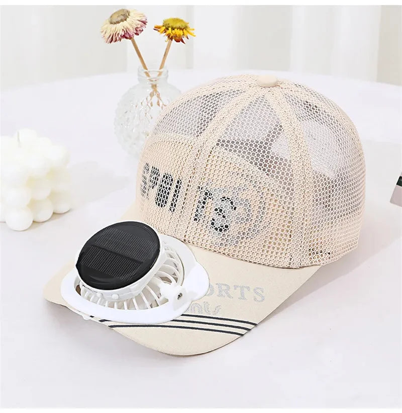 Solar Powered Charge Fan Baseball Cap Adults Summer Outdoor Camping Fishing Sun Shading  Duck Tongue Mesh Cap Father's Day Gifts