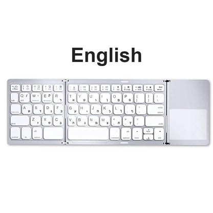 Russian/Spanish/English B033 Mini Foldable keyboard, Wireless Bluetooth Keyboard Recharger with Touchpad for Windows Android IOS