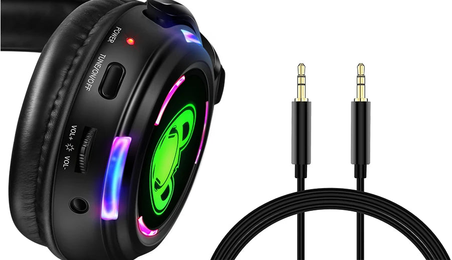 Silent Disco Wireless Headphones RF LED DJ Party Headset 863–865MHz/915MHz with 3-Channel LED Lighting & 10H Battery