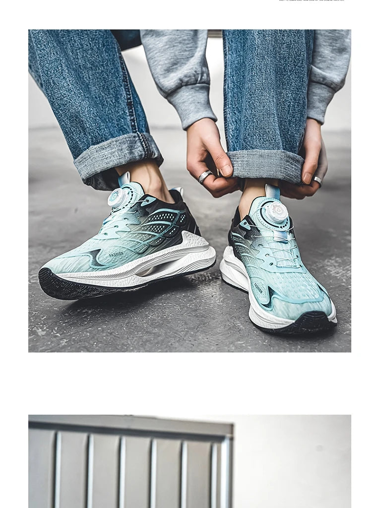 Zapatillas deportivas informales de verano transpirables para hombre, nuevas zapatillas de running de malla transpirable, modernas y versátiles, con hebilla giratoria, adecuadas para deportes al aire libre y para el día a día