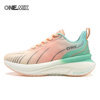 Baskets pour femme ONEMIX noires, chaussures de course respirantes pour femme, modèle de créateur, livraison gratuite, chaussures de sport roses à amorti