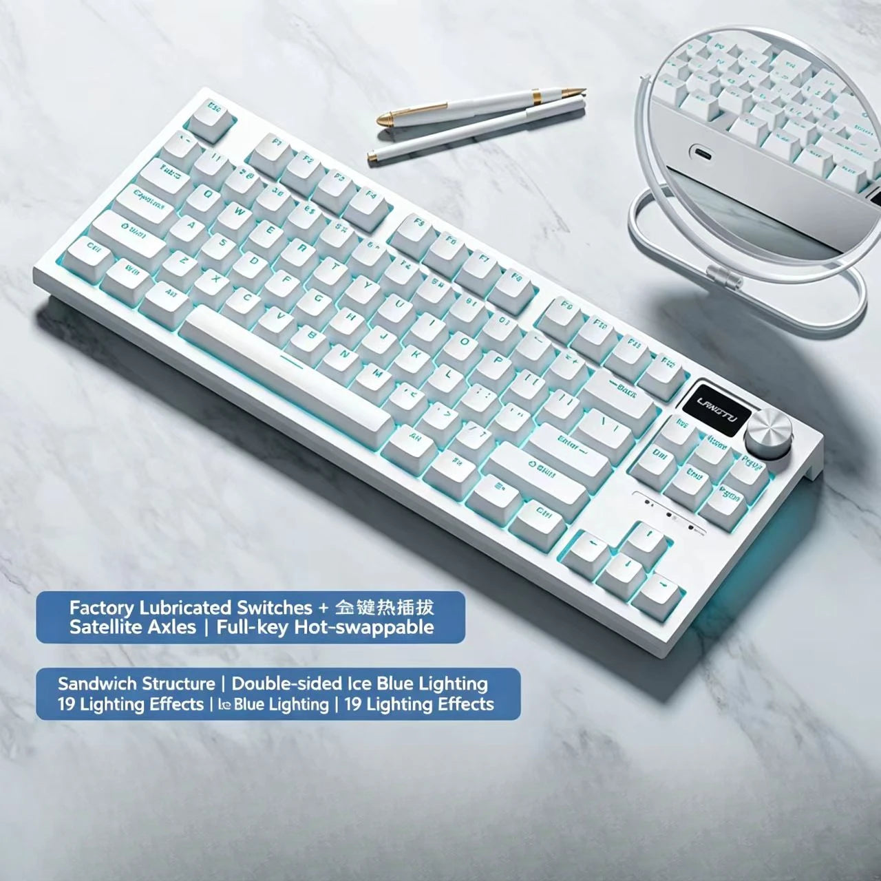 The New Hot-Selling EPOMAKER x AULA F75 75% ANSI Hot-Swappable Washer Bluetooth 5.0/2.4G Wireless/wired Mechanical Keyboard PBT