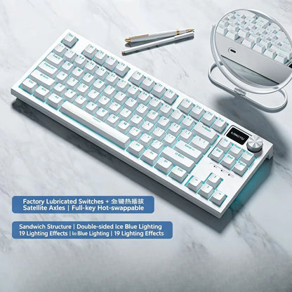 The New Hot-Selling EPOMAKER x AULA F75 75% ANSI Hot-Swappable Washer Bluetooth 5.0/2.4G Wireless/wired Mechanical Keyboard PBT