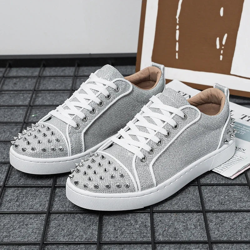 2025 New Men's Casual Shoes Comfortable Soft Punk Style Board Shoes Fashion Nail Anti Slip Wear Resistant Personalized Sneakers