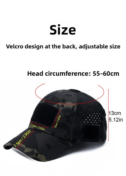 Cappellino da baseball casual sportivo traspirante con motivo mimetico da uomo, cappello da sole per appassionati di stile militare, cappello tattico, cappello da addestramento militare, cappello a secchiello