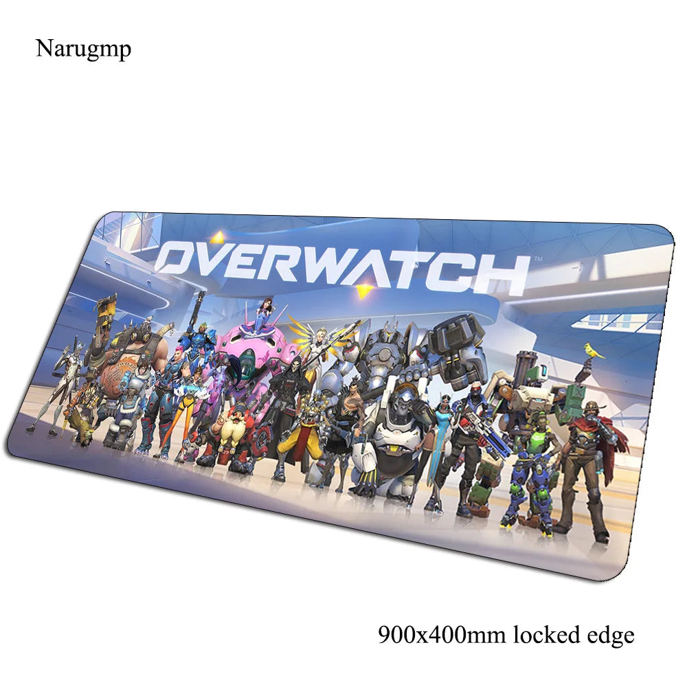 Tapete de rato Overwatch de aniversário, tapete para computador 900x400x3mm, tapete de rato gaming grande, presente para rato e teclado, jogos PC gamer, secretária