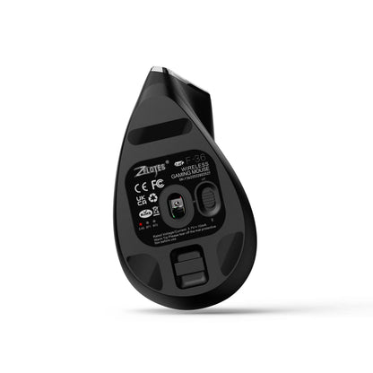 ZELOTES F36 Vertical Wireless Mouse Bluetooth Ergonomic Mouse, Rechargeable 2.4G Wireless Gaming Mouse, 2400 DPI Programmable Mouse for Laptop & PC
