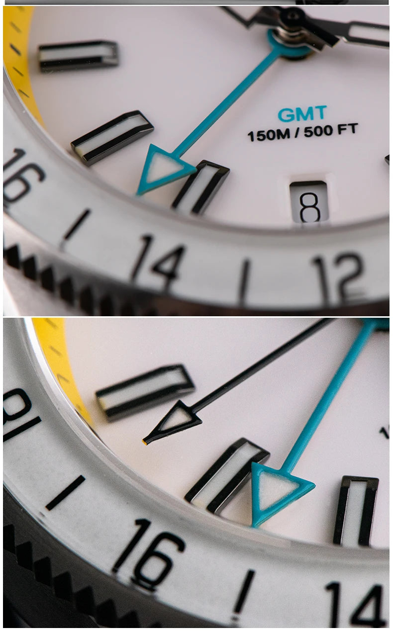 WSD9025 New man's Automatic Watch Quartz Swiss Movement BGW9 Luminous Bezel 4-Pin GMT 150 Meters Waterproof Diving