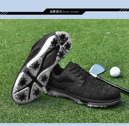 LiXingMing Golf Shoes Men Gray Large Size To 48# Breathable Cleats Golf Sport Shoes Teenager Training Golf Coach Sneakers