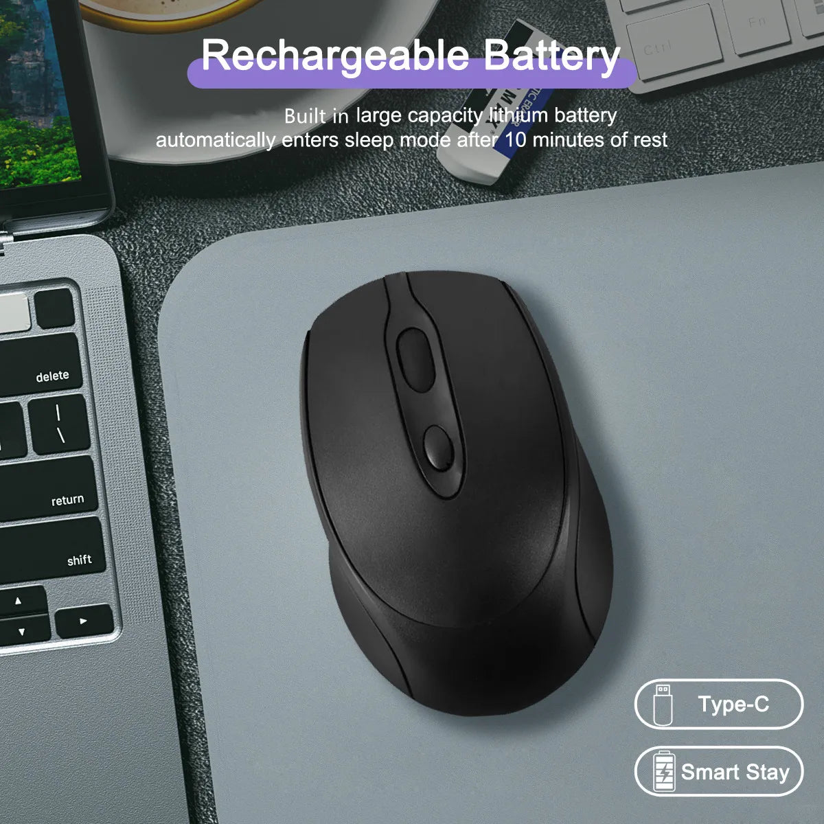 MissionFit Bluetooth Wireless Mouse Rechargeable 2.4G Silent Wireless Mouse for PC, Laptop, MacBook & Tablet with Adjustable DPI