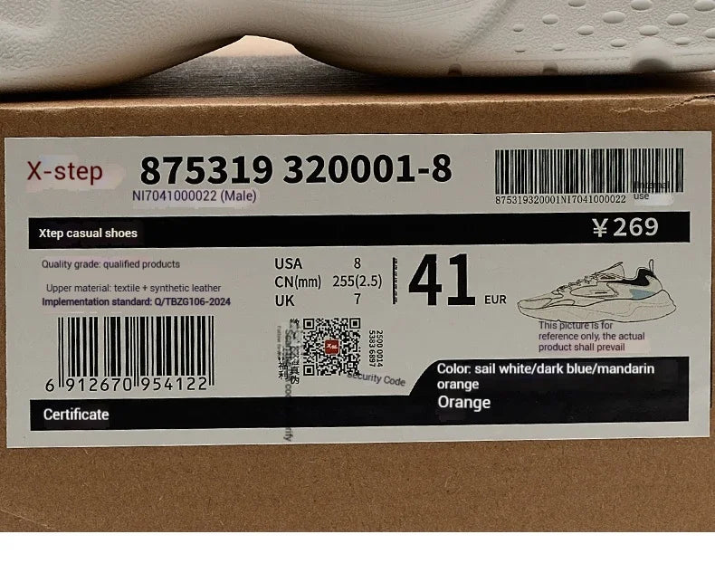 Sapatos casuais Xtep para homem: novidade de verão, em malha respirável, sola grossa, com salto, leves, para jovens, sapatos desportivos de moda 875319320001