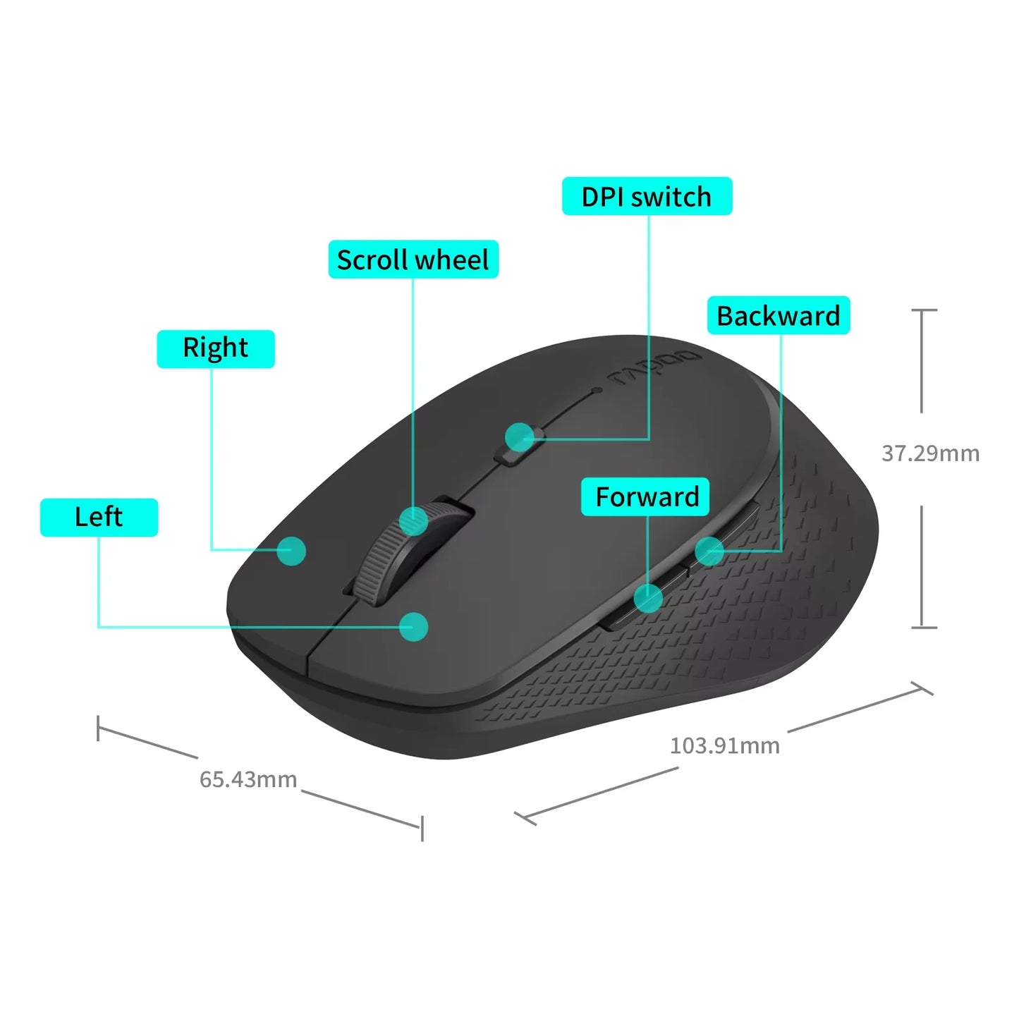 Rapoo M300G Silent Wireless Mouse, Bluetooth Multi-Mode Wireless Mouse, 2400 DPI Ergonomic Optical Mouse for Laptop, PC, Mac & Office