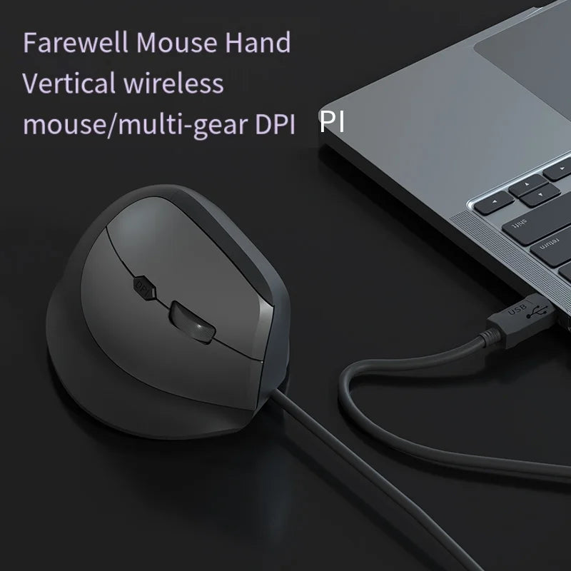 Wired Right Hand Vertical RGB Ergonomic Gaming Mouse, USB Optical Ergonomic Mouse with 3200 DPI, Vertical Wired Mouse for PC, Laptop & Computer