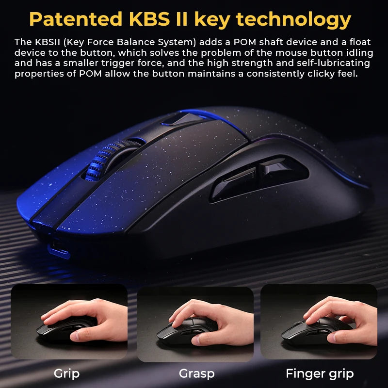DAREU A950 Tri-Mode Wireless Gaming Mouse with Charging Dock, Bluetooth, 2.4G & Wired RGB Gaming Mouse, 12000 DPI Ergonomic Gaming Mouse for PC & Laptop