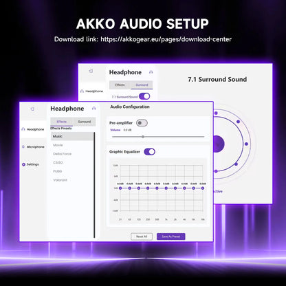 AKKO Verge S9 Gaming Headset with Mic – 53mm Driver, Quad-Mode Wireless Bluetooth 5.3, 7.1 Surround Sound FPS Pro Gaming Headphones