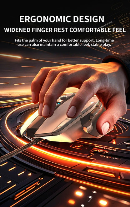 Xundler GK502 Wired Gaming Mouse RGB Lights, 12800 DPI Ergonomic Wired Gaming Mouse with 10 Programmable Macro Buttons for PC Gamers