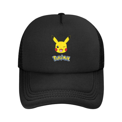 Pikachu Pokeball Mesh Baseball Cap Unisex Fitted Sun Hat Pokemoned  Hat Adjustable Snapback Caps Golf Hats Summer Trucker Caps