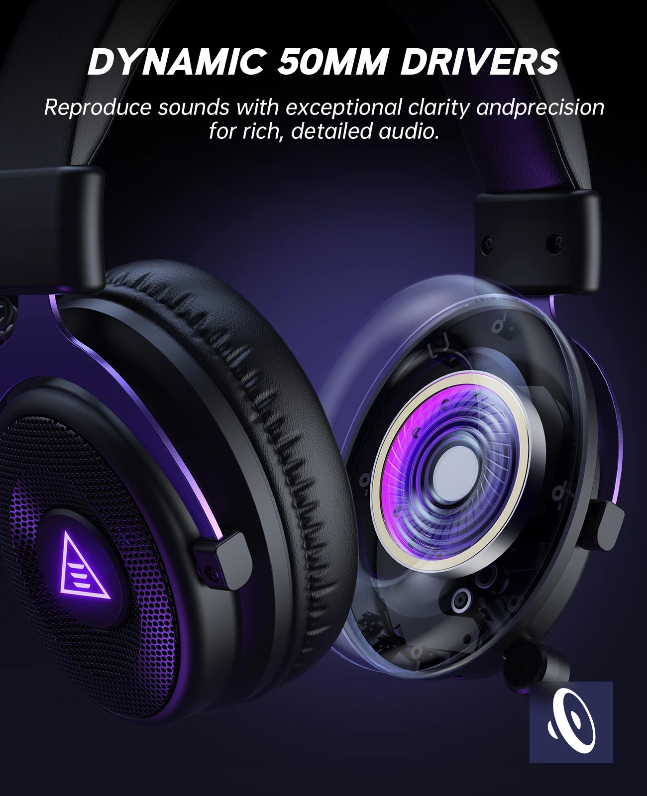 OneOdio EKSA E900 WT Wireless Gaming Headset Tri-Mode Bluetooth 5.3, 2.4GHz RGB Gaming Headset with Noise Cancelling Mic, 80H Battery for PC, PS5, PS4