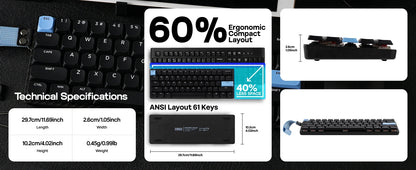 EPOMAKER Carbon60 60% QMK/VIA ANSI VIA Wired/Bluetooth 5.0/2.4GHz Wireless Portable Mechanical Keyboard Carbon Fiber Case