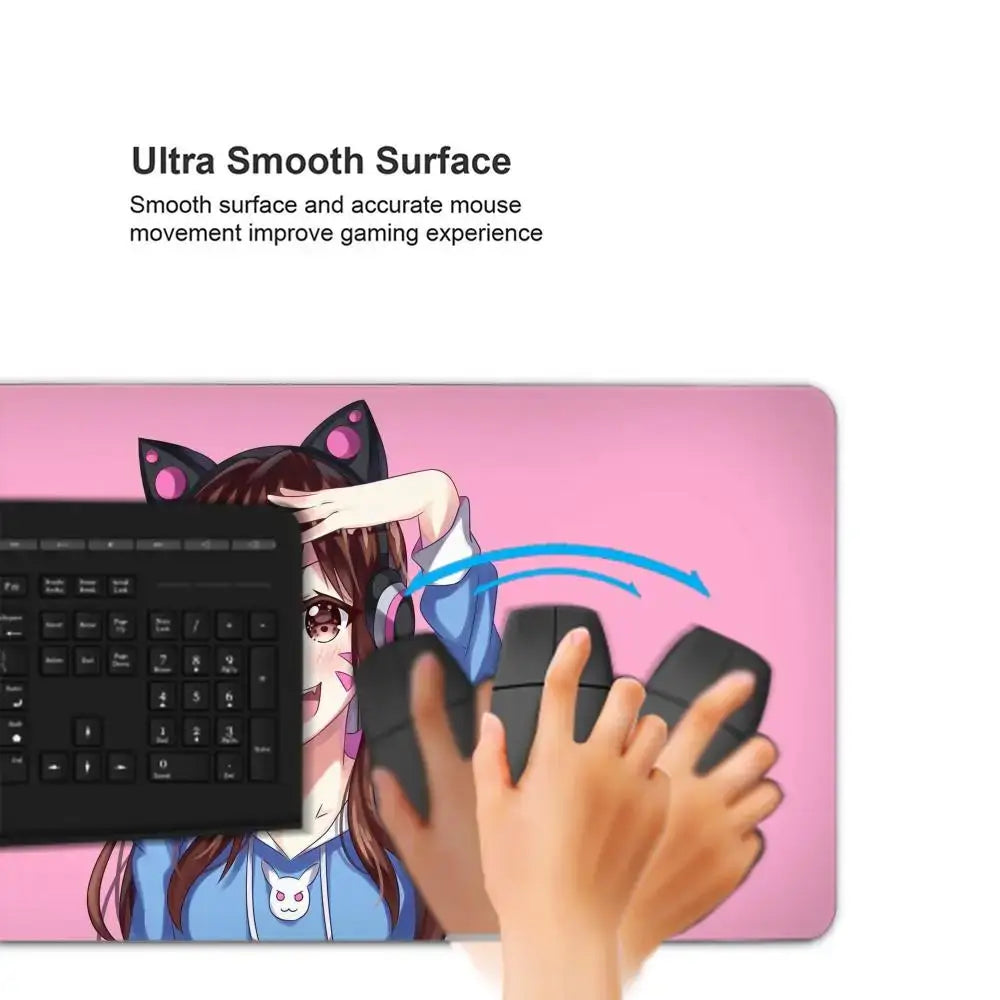 Tapete de Rato XXL Anime Gaming Girl Overwatch 900x400, Tapete de Secretária Suave em Borracha para Portátil, Escritório, Computador e Teclado, Impressão HD