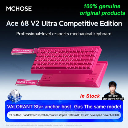 MCHOSE ACE 60 Pro ACE68 V2 Customized Magnetic Axis Gaming Mechanical Keyboard Wired Hot Swap 0.08ms 0.001mmRT 8KHz 256K SOCD/RS