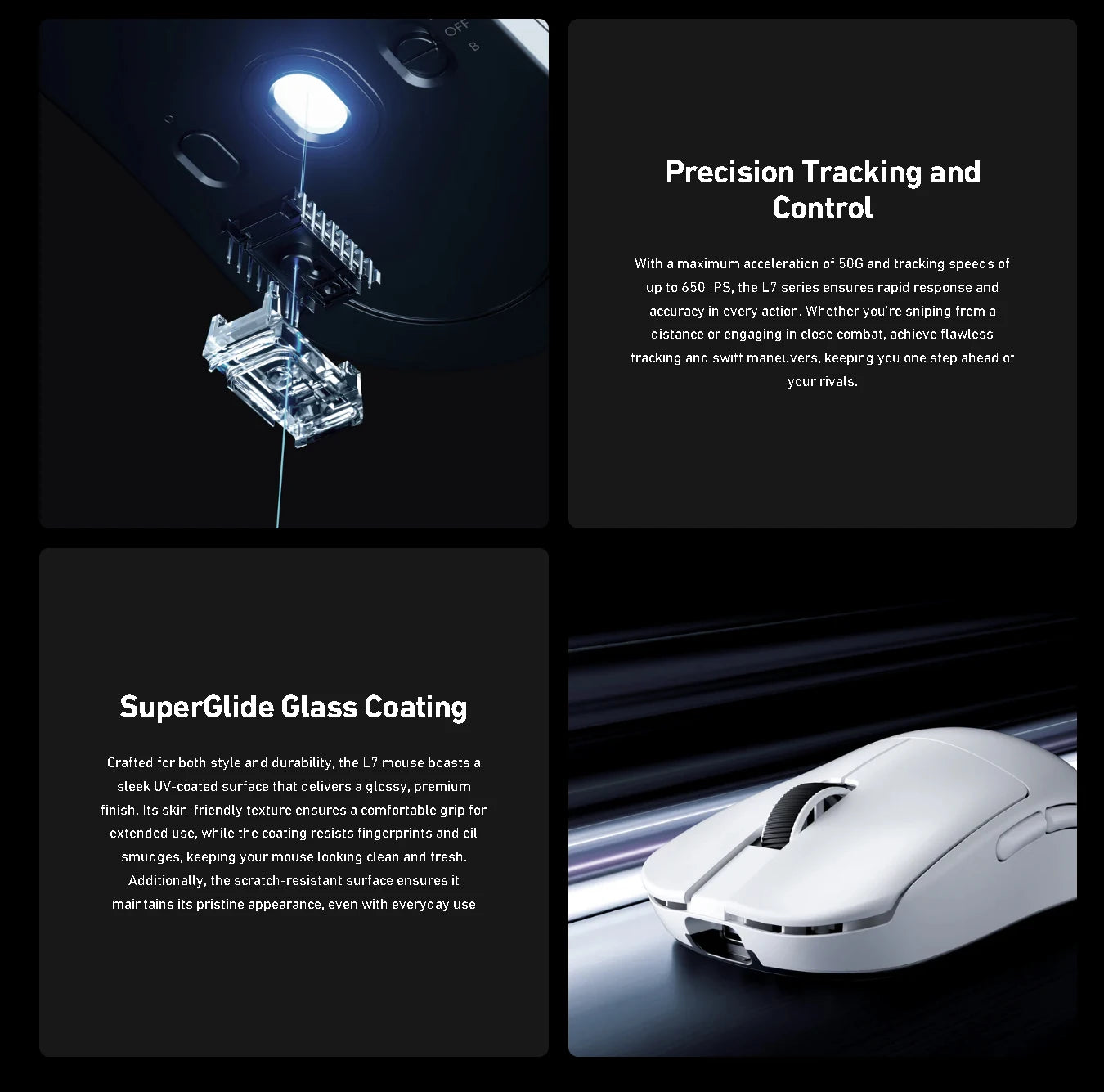 MCHOSE L7 Pro Wireless Gaming Mouse PAW3395, 8K Polling Rate, 39g Ultra-Lightweight Wireless Gaming Mouse with Bluetooth & 2.4GHz