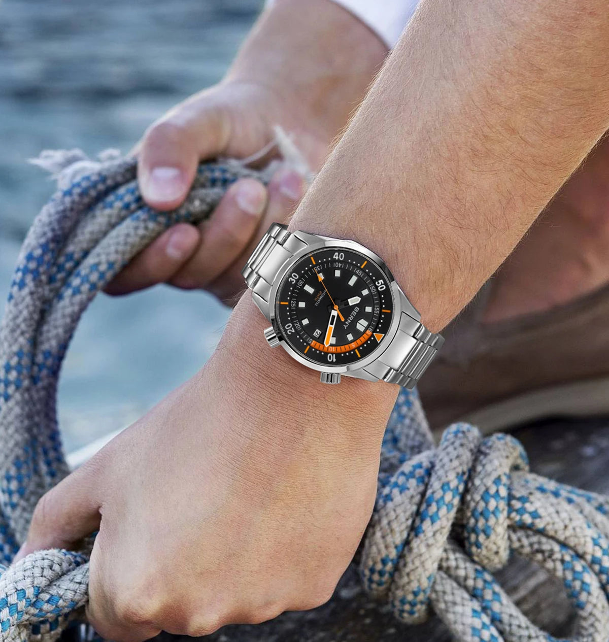 BERNY Men's Dive Watches 200M Waterproof Super Luminous Automatic Mechanical Diver Watch 42mm Sapphire Swim Diving Wristwatch