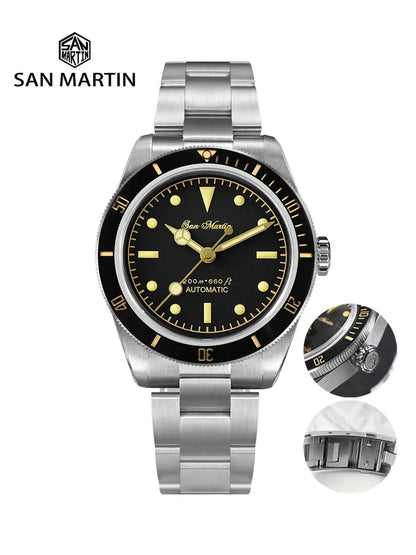San Martin Vintage 38mm 6200 Diver Watch New Upgraded for Men Luxury NH35 Automatic Mechanical Sapphire Waterproof 200m Relojes