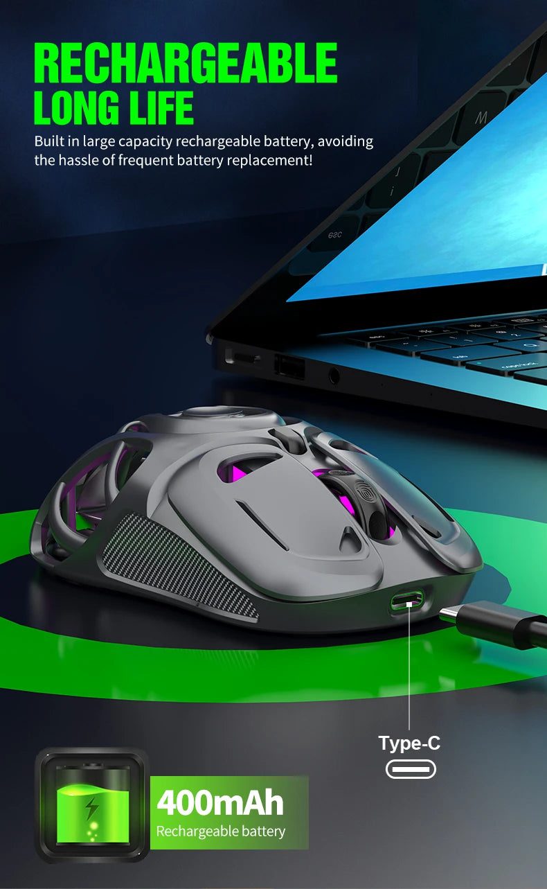 X10 Tri-Mode Gaming Mouse Wireless Bluetooth Gaming Mouse, 10000 DPI RGB Rechargeable Gaming Mouse, BT/2.4G/Wired Gaming Mouse for PC, Mac & Laptop