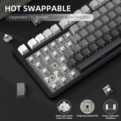 ATTACK SHARK X85 Tri-Mode-Gasket 75% mechanische Tastatur mit CNC-Drehknopf, 5-lagiger Dämpfung, Hot-Swap-Funktion, RGB-Hintergrundbeleuchtung, NKRO