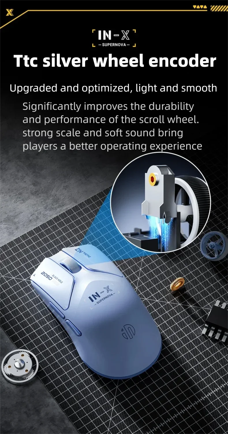 INPHIC INX SE Lightweight Wireless Gaming Mouse, 12800 DPI Wireless Gaming Mouse, 1000Hz Polling Rate, Rechargeable Gaming Mouse for PC & Laptop