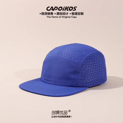 Șapcă de baseball cu cinci panouri, culoare solidă, cu logo personalizat, uscare rapidă, pentru bărbați și femei, din plasă respirabilă, pentru camping, sport și skateboard