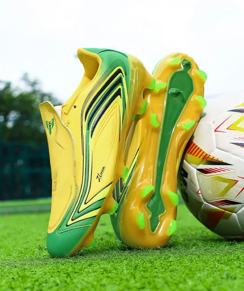 Chaussures de football à crampons longs FG pour hommes, modèle bas, antidérapantes, ultra-légères, pour entraînement et matchs sur gazon naturel en extérieur