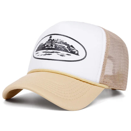 Cappellini da baseball con ricamo di lettere, nuovi, unisex, hip hop, traspiranti, con visiera parasole personalizzata in rete, versatili, alla moda, in stile streetwear, cappellini da camionista