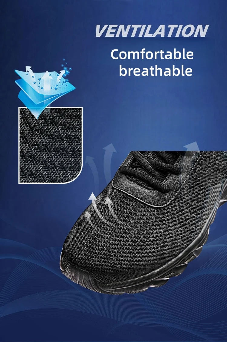Men's casual sports shoes men's shoes black mesh breathable running shoes men's soft bottom light flat bottom work shoes