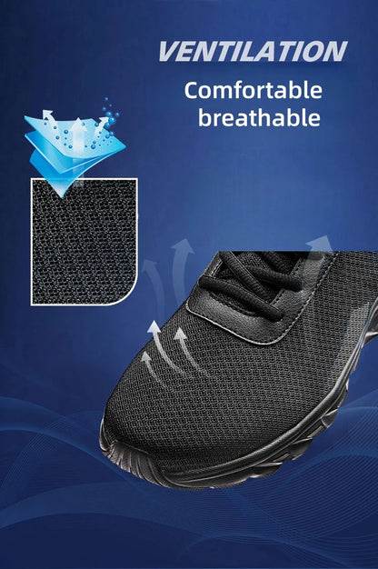 Men's casual sports shoes men's shoes black mesh breathable running shoes men's soft bottom light flat bottom work shoes