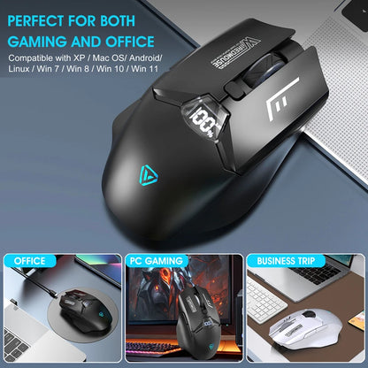 Trådlös Bluetooth-mus med dubbla lägen, smart skärmdisplay, tyst drift och laddning – för kontor, gaming och surfplatta, universell och portabel mus